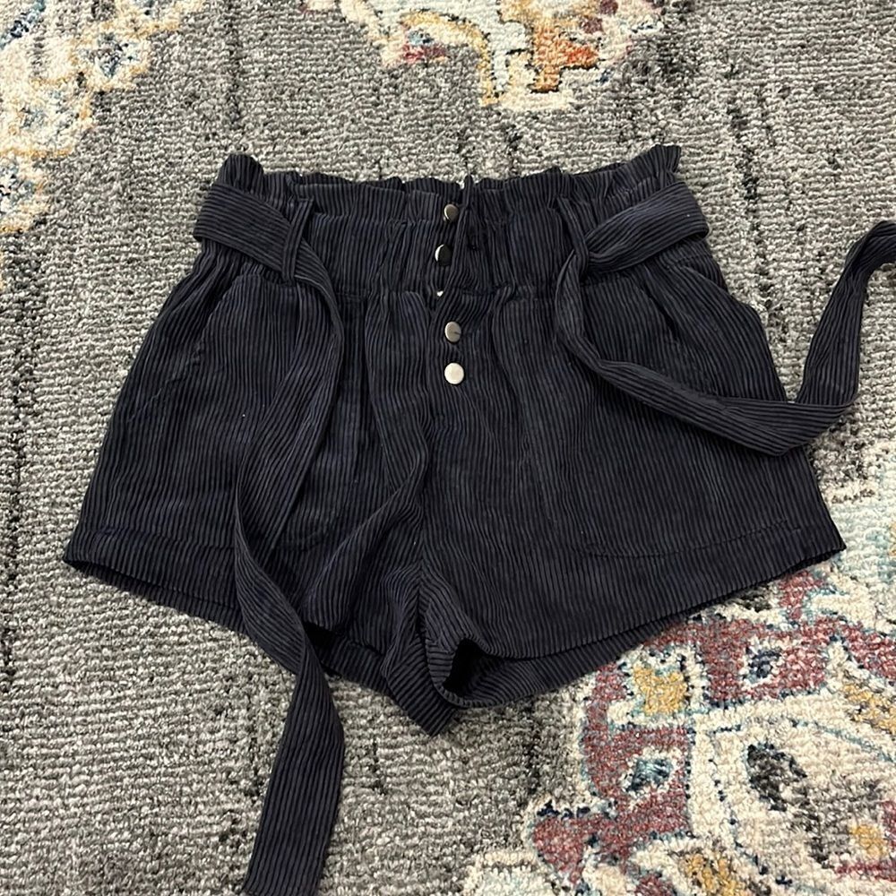 Wild Honey Navy corduroy shorts with belt and tie